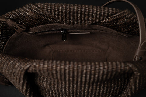BRUNELLO CUCINELLI BORSA CLUTCH REALIZZATA IN TESSUTO RAFFIA CON TRACOLLA