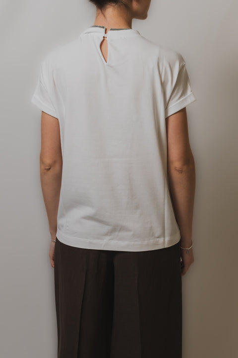 BRUNELLO CUCINELLI T-SHIRT GIROCOLLO MONILE REALIZZATA NEL CLASSICO JERSEY STRETCH
