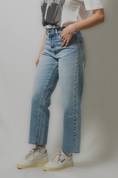 ICON DENIM JEANS REGULAR CROPPED REALIZZATO NEL TESSUTO DENIM