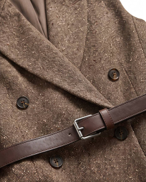 BRUNELLO CUCINELLI GILET OVER TWEED CINTURA PUNTO VITA