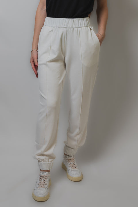 HERNO PANTALONE CON CULISSE IN VITA INSERTI IN TAFFETAS CON MOLLA SUL FONDO REALIZZATA IN COTONE