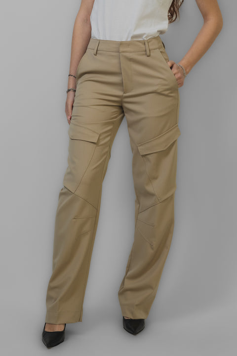 DONDUP CAMILA PANTALONE CARGO REALIZZATO IN TESSUTO FRESCO LANA VESTIBILITA  OVER