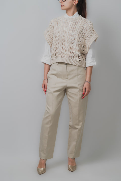 BRUNELLO CUCINELLI MAGLIA SMANICATA REALIZZATA IN COTONE RETE