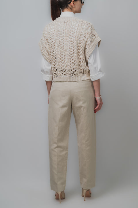 BRUNELLO CUCINELLI MAGLIA SMANICATA REALIZZATA IN COTONE RETE
