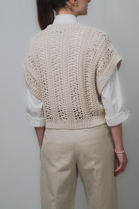 BRUNELLO CUCINELLI MAGLIA SMANICATA REALIZZATA IN COTONE RETE