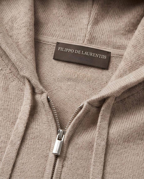 FILIPPO DE LAURENTIIS BOMBER ZIP CAPPUCCIO MISTO CASHMERE