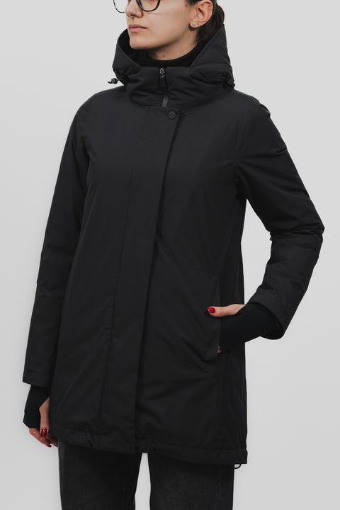 HERNO PIUMINO ASIMMETRICO LUNGO CAPPUCCIO