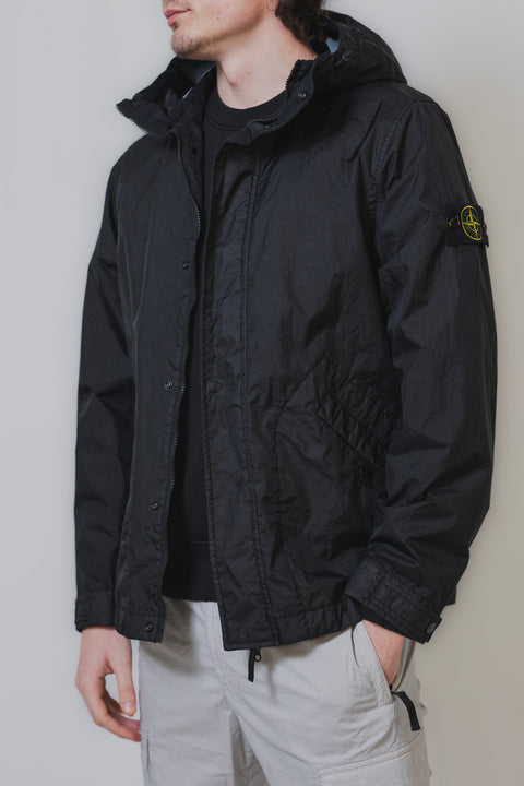 STONE ISLAND JACKET CAPPUCCIO CON COULISSE REALIZZATO NEL CLASSICO TESSUTO MEMBRANA 3L ZIP DOPPIO CURSORE