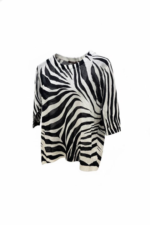 MAX MARA STUDIO AGO T-SHIRT ORGANZA FANTASIA ZEBRA