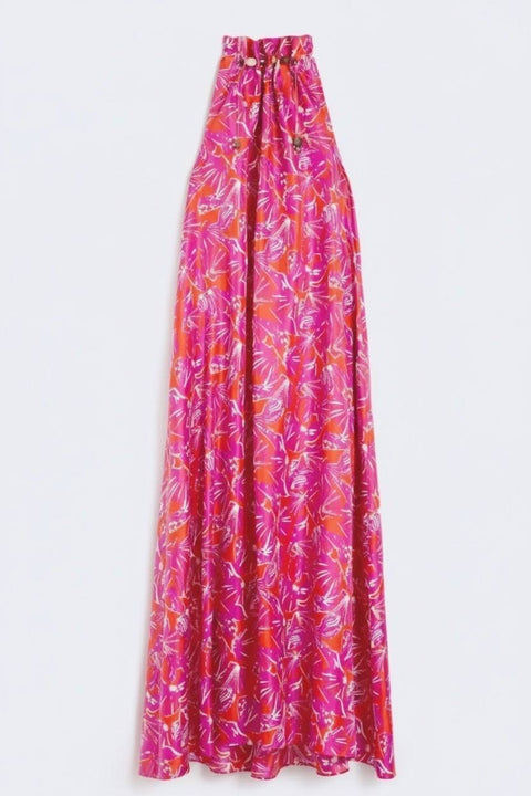 MAX MARA CARTONE ABITO LUNGO SCOLLO AMERICA SETA FANTASIA