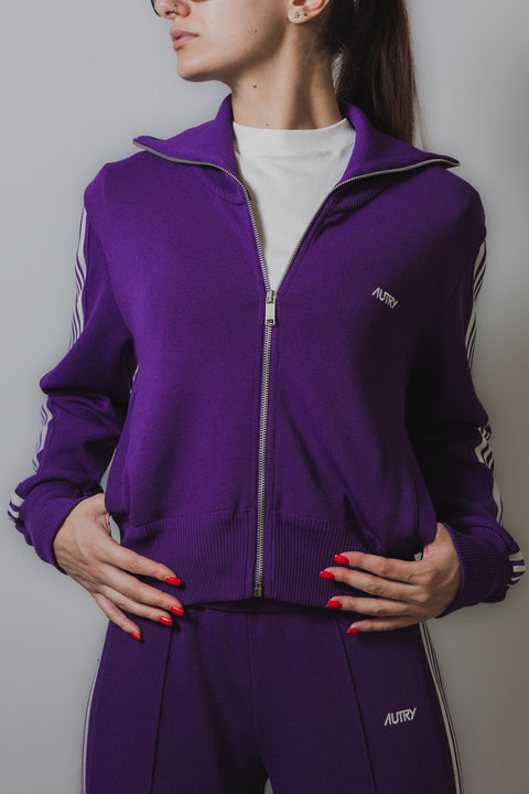 AUTRY FELPA ZIP COTONE JERSEY BALDA LOGO SU BRACCIO