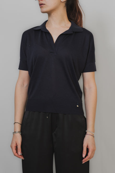 HERNO POLO SPACCHI FONDO REALIZZATA IN COTONE TRICOT