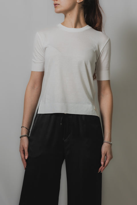 HERNO T-SHIRT SPACCHI FONDO REALIZZATA IN COTONE TRICOT