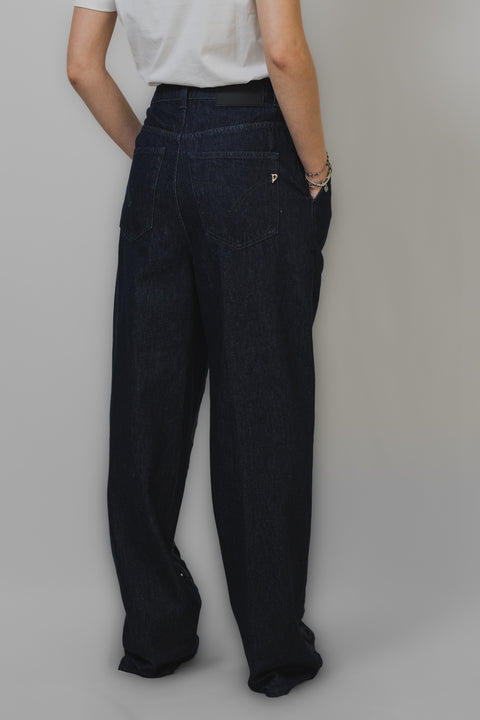 DONDUP PEDRA PANTALONE REALIZZATO IN TESSUTO DENIM MAXI RICAMO GAMBA