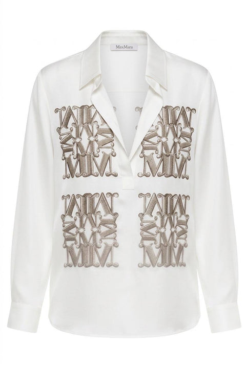 MAX MARA FILTRO CAMICIA TWILL DI SETA STAMPA LOGO