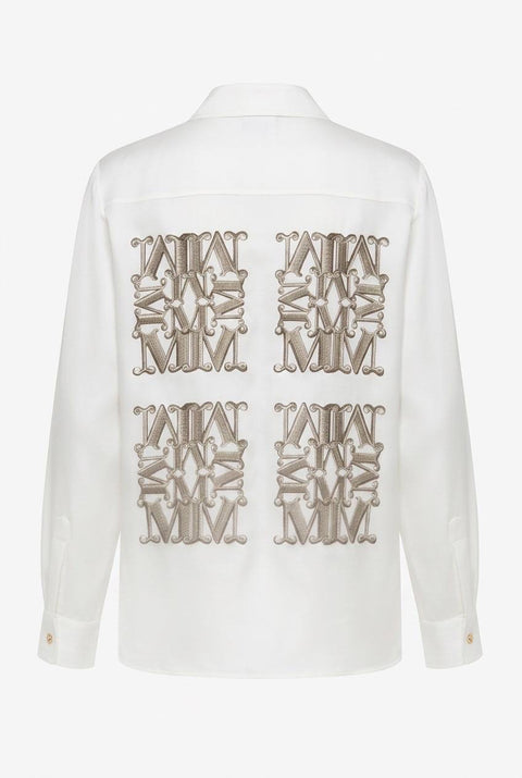 MAX MARA FILTRO CAMICIA TWILL DI SETA STAMPA LOGO