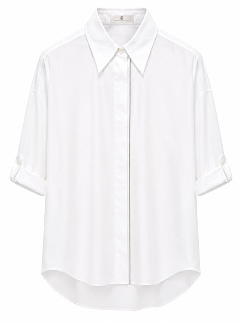 BRUNELLO CUCINELLI CAMICIA POPELINE CON MONILE