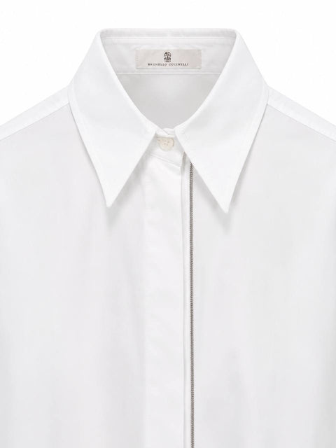 BRUNELLO CUCINELLI CAMICIA POPELINE CON MONILE