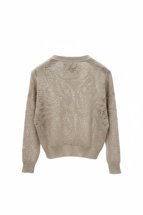 BRUNELLO CUCINELLI MAGLIA LINO/COTONE MICROPAILLETTES
