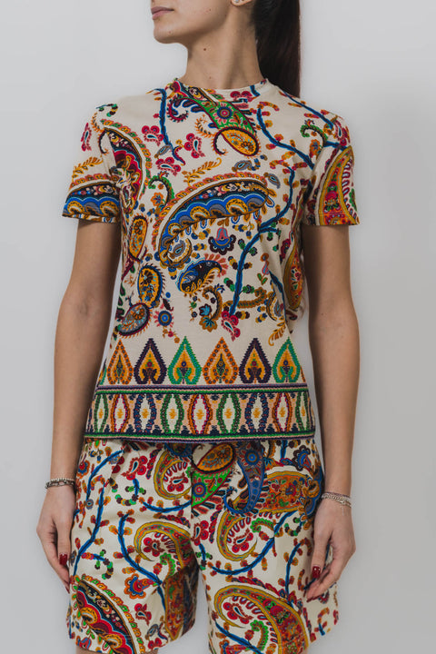 ETRO T-SHIRT JERSEY STAMPA ALL OVER PESLEY