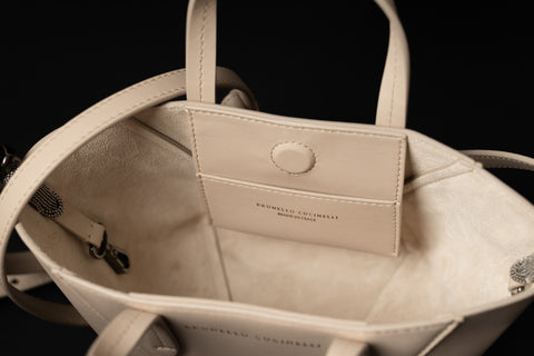 BRUNELLO CUCINELLI DUO BAG REALIZZATA IN PELLE CON TRACOLLA