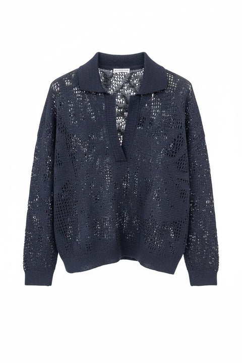 BRUNELLO CUCINELLI POLO MANICA 3/4 LINO/COTONE MICROPAILLETTES