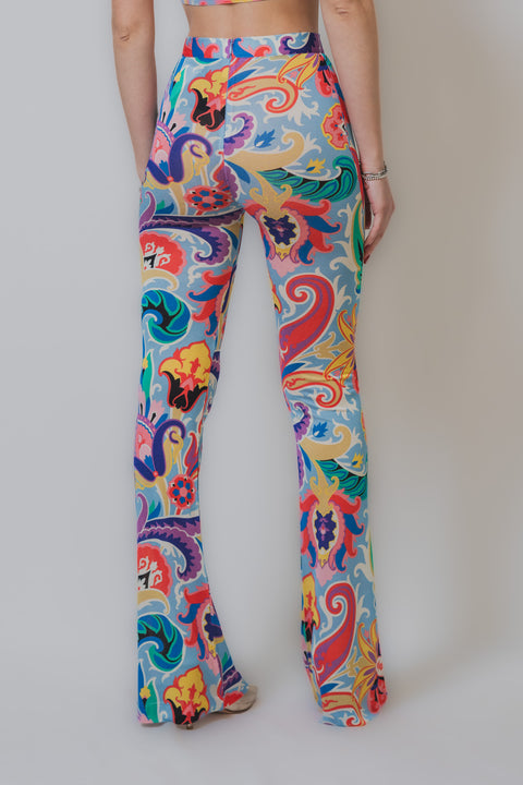ETRO PANTALONE SLIM REALIZZATO NEL CLASSICO JERSEY DI VISCOSA STRETCH STAMPA MULTICOLOR