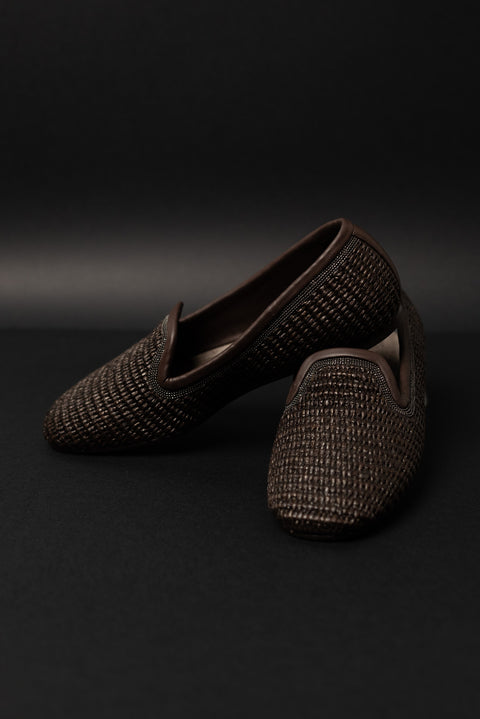 BRUNELLO CUCINELLI SCARPA BASSA REALIZZATA IN RAFFIA