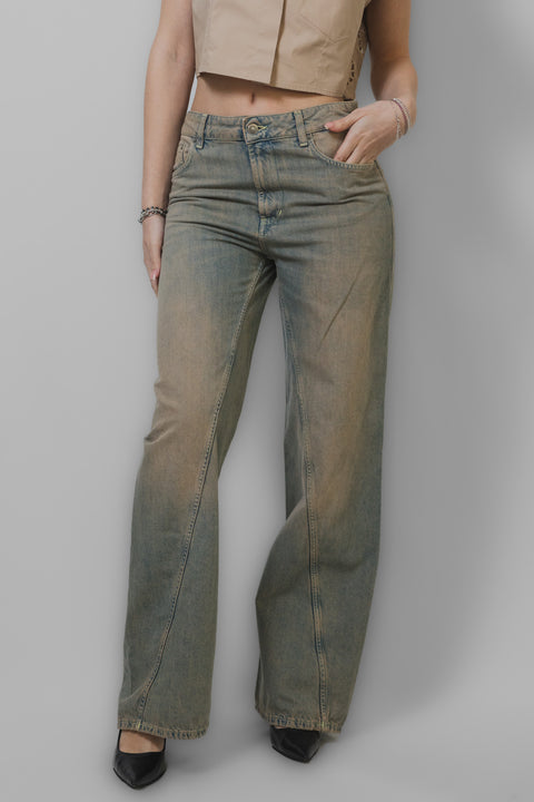 DONDUP JEANS PALAZZO TESSUTO DENIM SABBIATO