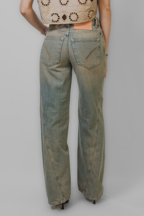 DONDUP JEANS PALAZZO TESSUTO DENIM SABBIATO