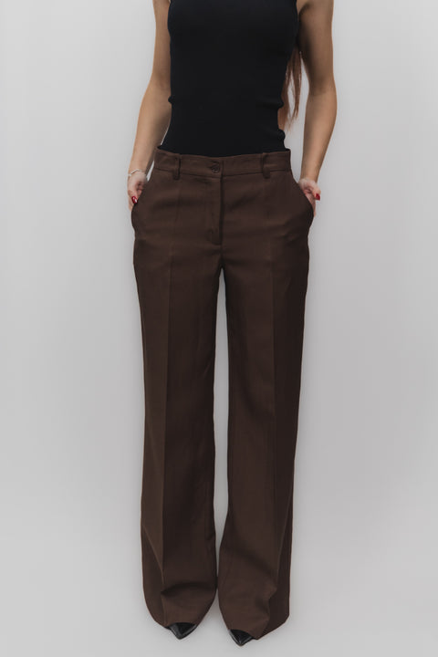 PAROSH PANTALONE MISTO LINO VITA MEDIA GAMBA PALAZZO