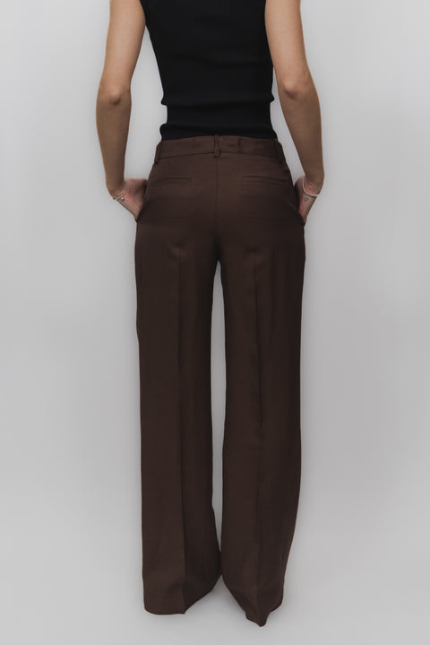 PAROSH PANTALONE MISTO LINO VITA MEDIA GAMBA PALAZZO