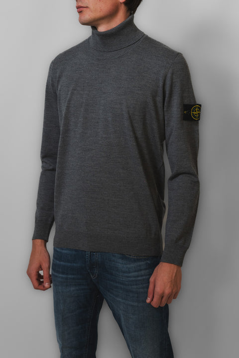 STONE ISLAND MAGLIA COLLO ALTO MERINOS LOGO SPALLA