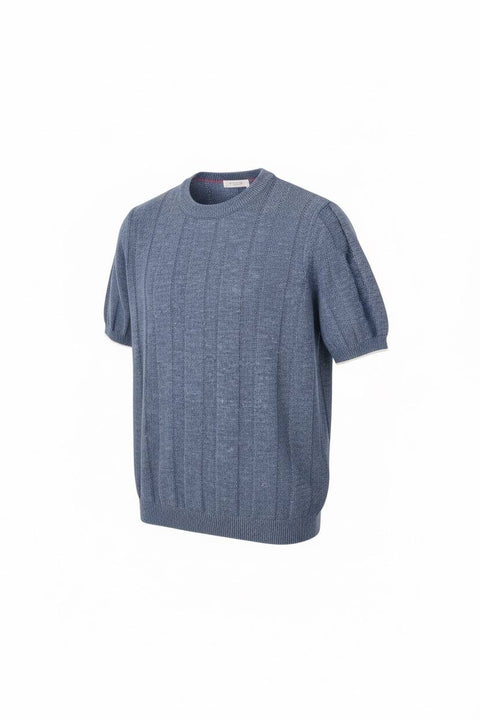 BRUNELLO CUCINELLI MAGLIA MANICA CORTA LINO E COTONE