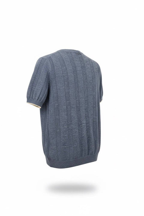 BRUNELLO CUCINELLI MAGLIA MANICA CORTA LINO E COTONE