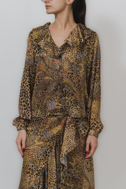 ETRO CAMICIA SETA STAMPA ANIMALIER