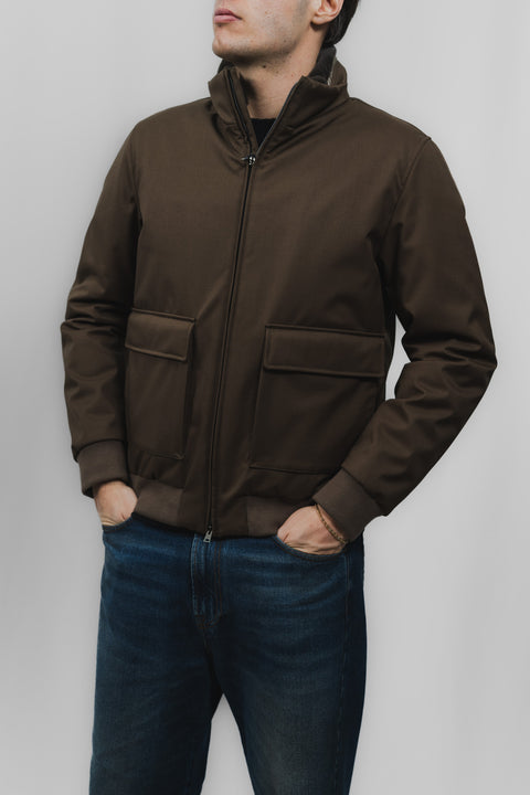 HERNO BOMBER TECNICO PELLICCIA COLLO