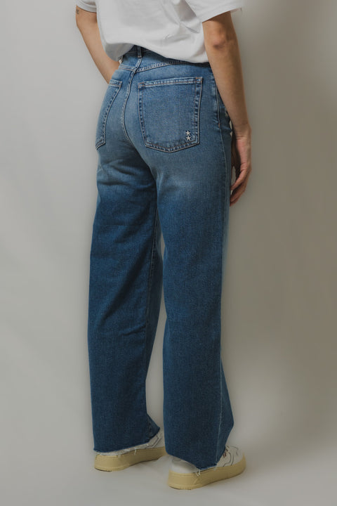 ICON DENIM JEANS PALAZZO CROPPED REALIZZATO NEL TESSUTO DENIM STRETCH