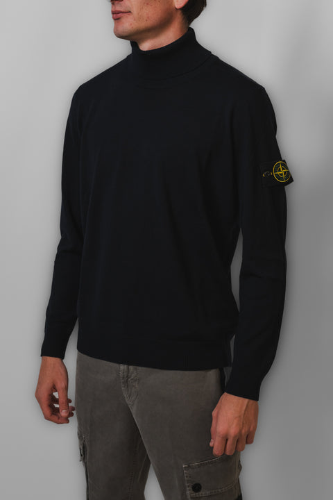 STONE ISLAND MAGLIA COLLO ALTO MERINOS LOGO SPALLA