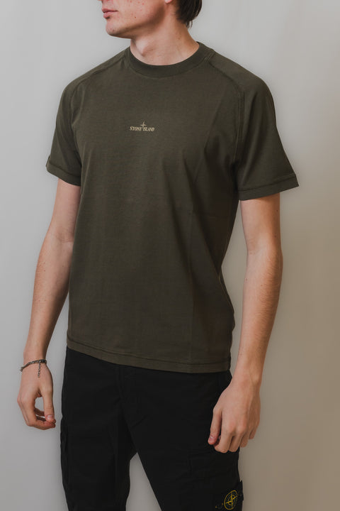 STONE ISLAND T-SHIRT REGULAR FIT JERSEY CON STAMPA LOGO PETTO E SCHIENA