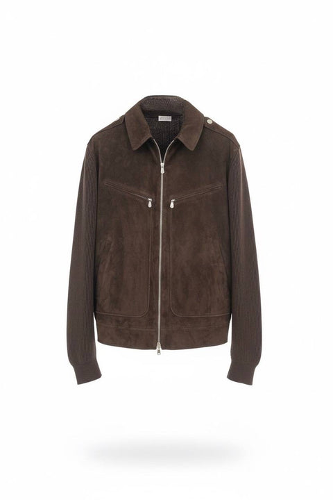 BRUNELLO CUCINELLI BOMBER SUEDE E MAGLIA