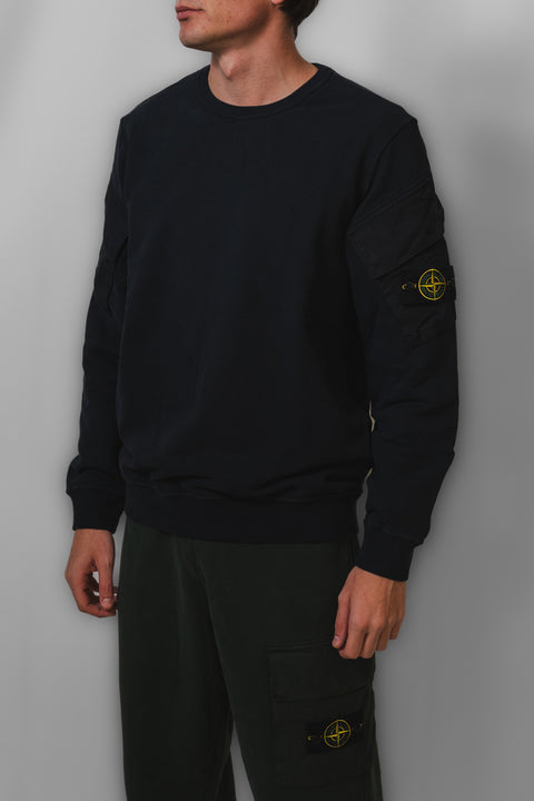 STONE ISLAND FELPA OVER GIROCOLLO LOGO SU TASCA SPALLA