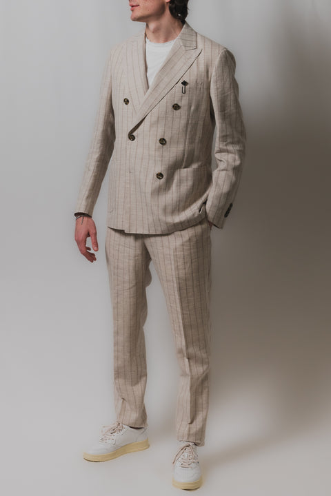 LARDINI ABITO SEMIFODERATO VESTIBILITA DROP 7 DOPPIOPETTO 6 BOTTONI REALIZZATA NEL TESSUTO COTONE LINO LANA
