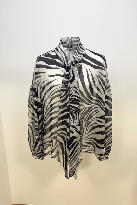 MAX MARA STUDIO BALLATA CAMICIA CHIFFON SETA ZEBRA