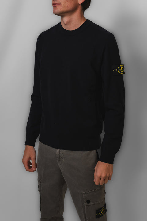 STONE ISLAND MAGLIA GIROCOLLO LANA STETCH LOGO SPALLA