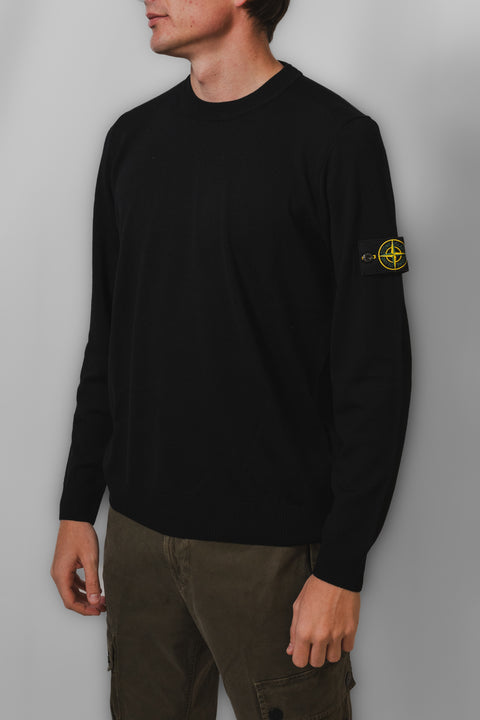 STONE ISLAND MAGLIA GIROCOLLO MERINOS LOGO SPALLA
