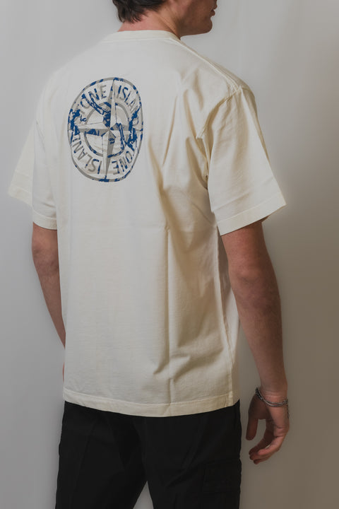 STONE ISLAND T-SHIRT REGULAR FIT JERSEY CON STAMPA LOGO CAMU PETTO E SCHIENA