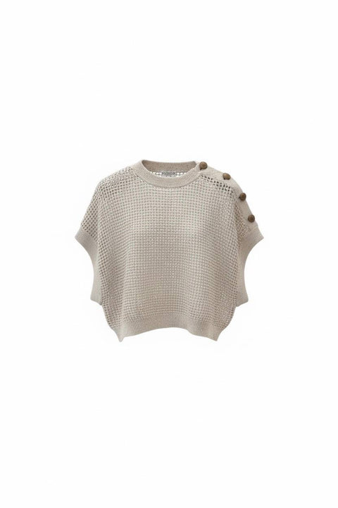 BRUNELLO CUCINELLI MAGLIA MANICA CORTA RETE COTONE DIAMANTE