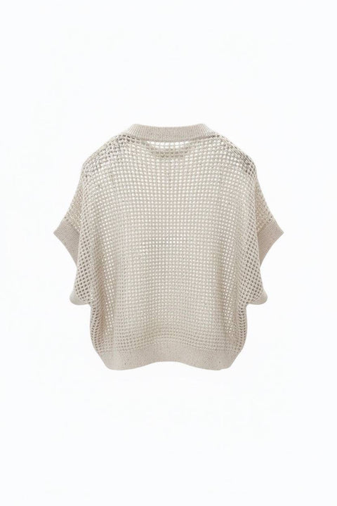 BRUNELLO CUCINELLI MAGLIA MANICA CORTA RETE COTONE DIAMANTE