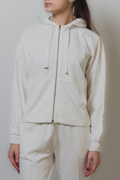 HERNO FELPA CON CAPPUCCIO E CULISSE SUL FONDO LA CHIUSURA CON ZIP REALIZZATA IN COTONE